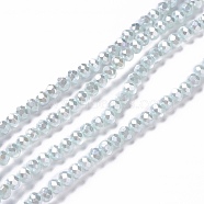 Opaque Glass Beads Strands, Faceted, Rondelle, Light Cyan, 4x3mm, Hole: 0.6mm, about 221pcs/strand, 31.89''(81cm)(GLAA-H022-02I)