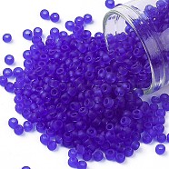TOHO Round Seed Beads, Japanese Seed Beads, (942F) Sapphire Transparent Matte, 8/0, 3mm, Hole: 1mm, about 1110pcs/50g(SEED-XTR08-0942F)