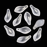 Transparent Baking Painted Glass Pendants, Frosted, Petal, Creamy White, 22~23x11x6mm, Hole: 1.2mm(DGLA-N002-001A-C02)