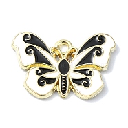 Alloy Enamel Pendants, Golden, Butterfly Charm, Black, 15x22x1.5mm, Hole: 2.5mm(FIND-Q102-02B)