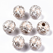 Spray Painted Natural Wooden Beads, Round, Gold, 12x11mm, Hole: 2.5mm(WOOD-R270-04)