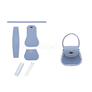 DIY Purse Making Kit, Including Cowhide Leather Bag Accessories, Iron Needles & Waxed Cord, Light Steel Blue, 5x5.3cm(PURS-PW0001-594G)