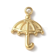 304 Stainless Steel Charms, Ion Plating(IP), Umbrella Charms, Real 14K Gold Plated, 10.5x7.5x1.5mm, Hole: 1mm(STAS-G352-08G)