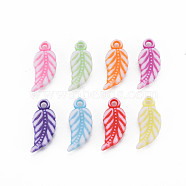 Craft Style Opaque Acrylic Beads, Leaf, Mixed Color, 18.5x7.5x3mm, Hole: 1.6mm, about 2500pcs/500g(MACR-T036-20)