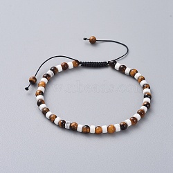 Adjustable Nylon Thread Braided Bead Bracelets, with Natural Tiger Eye & Howlite Beads, 2 inch~3-3/8 inch(5~8.5cm)(BJEW-JB04944-03)