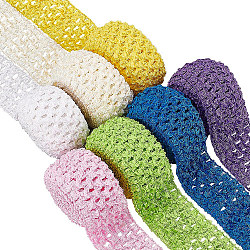 Elastic Crochet Headband Ribbon, for Hair Bow Accessories, Gift Wrapping, Mixed Color, 40x2mm(WCOR-BC0001-01)