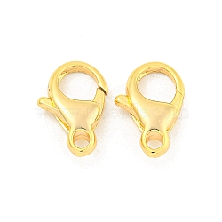 Brass Lobster Claw Clasps, Real 18K Gold Plated, 12x8x3mm, Hole: 1.6mm(KK-K382-03B-G)