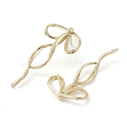 Bowknot Brass Stud Earrings, Long-Lasting Plated, Lead Free & Cadmium Free, Real 18K Gold Plated, 39x20mm(EJEW-M245-10G)