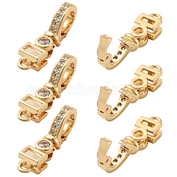 BENECREAT 6Pcs Brass Micro Pave Clear Cubic Zirconia Fold Over Clasps, Cadmium Free & Nickel Free & Lead Free, Real 18K Gold Plated, Clasp: 7.5x4x3mm, Hole: 1.2mm(KK-BC0010-34)