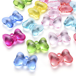 Transparent Acrylic Pendants, Bowknot, Mixed Color, 21x29x10.5mm, Hole: 2.5mm(X-TACR-T024-02BB)