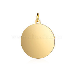 201 Stainless Steel Pendants, Flat Round, Stamping Blank Tag, Golden, 20.5x18x1.5mm, Hole: 3.5mm(STAS-S105-T638-2-18)