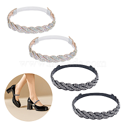 WADORN 2 Sets 2 Colors Braided Imitation Leather Rhinestone Shoelaces, with Polyester Finding, Anti-Loose Shoe Laces, for High-Heeled Shoes, Mixed Color, Inner Diameter: 68mm, 12x2.5mm, 2pcs/set, 1 set/color(FIND-WR0005-99)