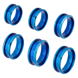 18pcs 6 Size 201 Stainless Steel Grooved Finger Ring Settings, Ring Core Blank, for Inlay Ring Jewelry Making, Blue, Inner Diameter: 16~20.7mm, 3Pc/size(DIY-UN0003-59)