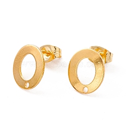 201 Stainless Steel Stud Earring Findings, with Ear Nuts and 304 Stainless Steel Pins, Donut with Hole, Real 24K Gold Plated, 11x9.5mm, Hole: 1.2mm, Pin: 0.7mm(STAS-G266-02G)