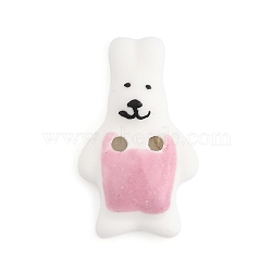 Rabbit Ceramic Buttons, 2-Hole, Pink, 27.5~28x16.5x6.5mm, Hole: 1.8mm(BUTT-I018-01C-01)