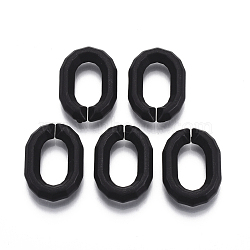 Spray Painted CCB Plastic Linking Rings, Quick Link Connectors, For Jewelry Cable Chains Making, Oval, Faceted, Black, 26x18x5.5mm, Inner Diameter: 8x15mm(CCB-R104-15-01)