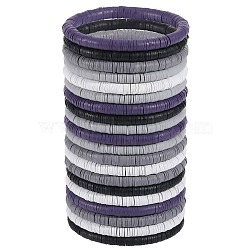 Polymer Clay Heishi Surfer Stretch Bracelets Set, Stackable Preppy Bracelets, Gray, Inner Diameter: 2 inch(5.2cm), 4Pcs/color, 5 Color, 20Pcs/set(BJEW-SW00124)