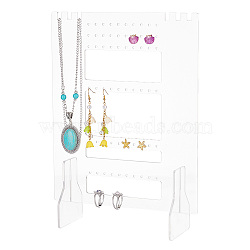 Customized Rectangle Acrylic Jewelry Display Stands,Tabletop Jewelry Organizer Holder for Earring, Necklace, Bracelet Storage, Clear, Finish Product: 7x21x29cm(EDIS-WH0021-38)