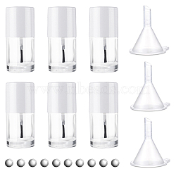 Transparent Glass Nail Polish Empty Bottle, with 201 Stainless Steel Beads and Plastic Funnel Hopper, Mixed Color, 2.7x6.1cm, 10pcs(MRMJ-GL0001-18)