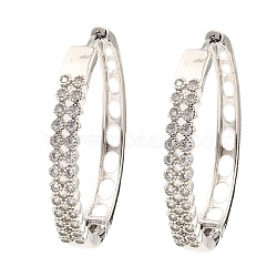 Brass Cubic Zirconia Hoop Earrings, Hollow, Platinum, 34.5x4.5mm(EJEW-D078-22P)