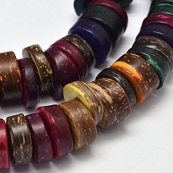 Natural Coconut Disc Bead Strands, Mixed Color, 9x3~5mm, Hole: 3mm, about 111pcs/strand, 15.7 inch(X-COCB-O002-02)