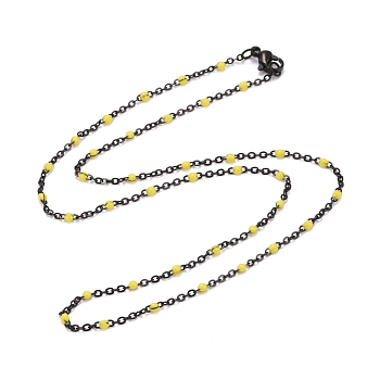 Ion Plating(IP) 304 Stainless Steel Cable Chain Necklaces, with Enamel, Yellow, 17.91 inch(455mm)