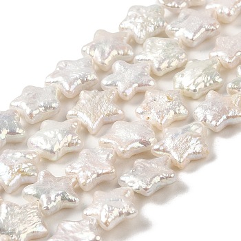 Natural Baroque Pearl Keshi Pearl Beads Strands, Cultured Freshwater Pearl, Star, Grade 7A, Old Lace, 10~12.5x10~11x3~5mm, Hole: 0.5mm, about 38pcs/strand, 15.35~15.55''(39~39.5cm)