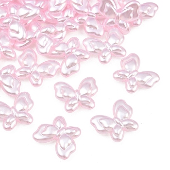 Imitation Pearl Acrylic Beads, Butterfly, Pink, 18x21.5x6mm, Hole: 1.8mm, about 423pcs/500g
