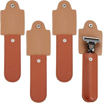 SUPERFINDINGS 4Pcs PU Leather Razor Sheath, with Iron Snap Closure, Saddle Brown, 141x58x8.5mm, Inner Diameter: 109x30mm