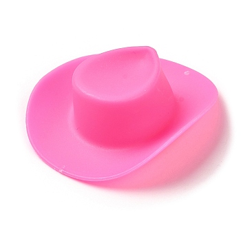 Plastic Big Pendants, Cowboy Hat Charm, Hot Pink, 46.5x54.5x16mm, Hole: 1.4mm