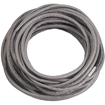 10M Flat PU Leather Cord, Leather Jewelry Cord, Jewelry DIY Making Cord, Gray, 5~5.5x3mm, about 10.94 Yards(10m)/Set