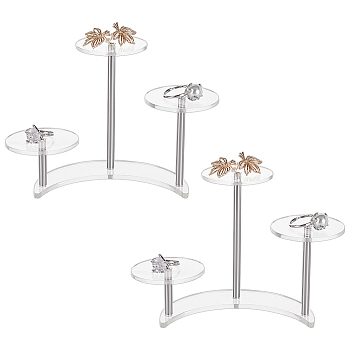 3-Tier Transparent Round Acrylic Products Display Riser Stands, Toy Model Display Stands with Moon Base, for Rings, Earrings, Mini Figurines, Cosmetic, Clear, Finished Product: 15x8x10cm