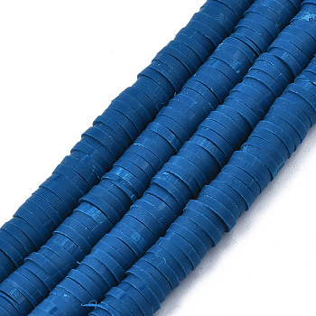 Handmade Polymer Clay Beads Strands, for DIY Jewelry Crafts Supplies, Heishi Beads, Disc/Flat Round, Marine Blue, 6x0.5~1mm, Hole: 1.8mm, about 290~320pcs/strand, 15.75 inch~16.14 inch(40~41cm)