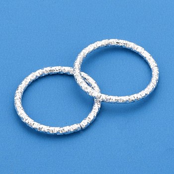 Iron Textured Jump Rings, Open Jump Rings, for Jewelry Making, Silver, 19.5x1.7mm, 18 Gauge, Inner Diameter: 16mm, 1000pcs/bag