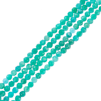 2 Strands Natural Russia Amazonite Beads Strands, Faceted, Round, 3~3.5mm, Hole: 0.3mm, about 113pcs/strand, 14.90''(37.85cm)