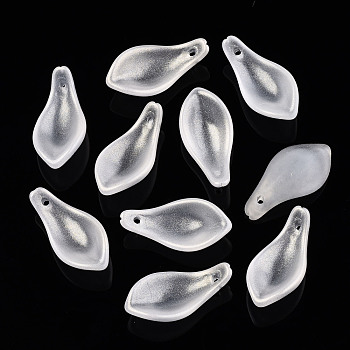 Transparent Baking Painted Glass Pendants, Frosted, Petal, Creamy White, 22~23x11x6mm, Hole: 1.2mm
