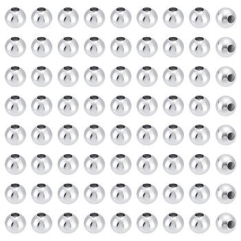 80Pcs 304 Stainless Steel Round Seamed Beads, for Jewelry Craft Making, Stainless Steel Color, 8x7.5mm, Hole: 2.5~3mm
