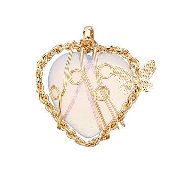 Opalite Pendants, Heart, 42x44x8mm