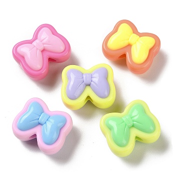 Two Tone Opaque Acrylic Beads, Bowknot, 17x20.5x10mm, Hole: 3.7mm