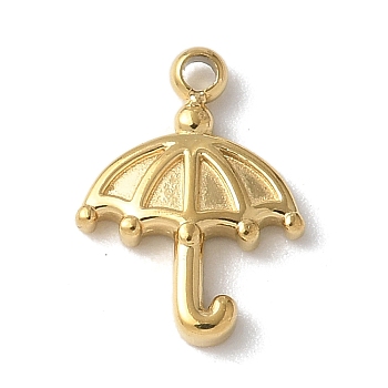 304 Stainless Steel Charms, Ion Plating(IP), Umbrella Charms, Real 14K Gold Plated, 10.5x7.5x1.5mm, Hole: 1mm