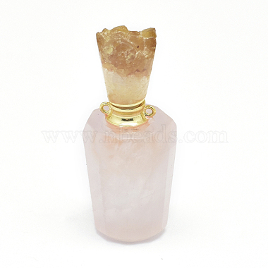 Pendentifs de bouteille de parfum ouvrants en quartz rose naturel(G-E556-03D)-2