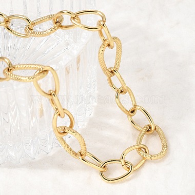 Brass Teardrop Link Chain Necklaces(NJEW-L013-14G)-2