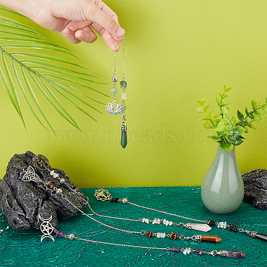 5Pcs 5 Style Natural Gemstone Pointed Dowsing Pendulums(FIND-UN0002-24)-3