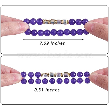 4Pcs 4 Style Natural Malaysia Jade Stretch Bracelets Set with Glass Beaded(BJEW-SW00105-06)-2