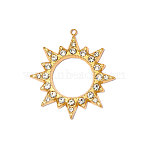 304 Stainless Steel Rhinestone Pendants, Sun Charms, Ion Plating(IP), Long-Lasting Plated, Mirror Polished Finish, Real 18K Gold Plated, 38x35mm, Hole: 1.8mm(STAS-OY013-54G)