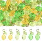 36Pcs 3 Colors Lemon Acrylic Pendants, with 304 Stainless Steel Jump Rings, Mixed Color, 22mm, Hole: 2.5mm, 12pcs/color(PALLOY-FS00059-02)