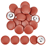 30Pcs Imitation Leather Snap Bottons, with Aluminum Findings, Flat Round, Sienna, 28.5x11mm, Hole: 2.5mm(BUTT-NB0001-90F)