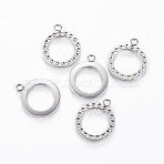 Tarnish Resistant 304 Stainless Steel Pendant Rhinestone Settings, Ring, Stainless Steel Color, 17x14x1.5mm, Hole: 1.5mm, Fit for 1mm Rhinestone(STAS-P175-76P)