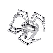 Alloy Spider Adjustable Ring for Halloween, Platinum, Inner Diameter: 17.5~21mm(RJEW-O048-01P)