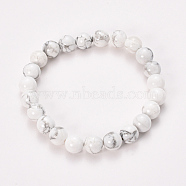 Natural Howlite Beaded Stretch Bracelets, Round, 2-1/8 inch(55mm), Bead: 10mm(BJEW-Q692-42-10mm)